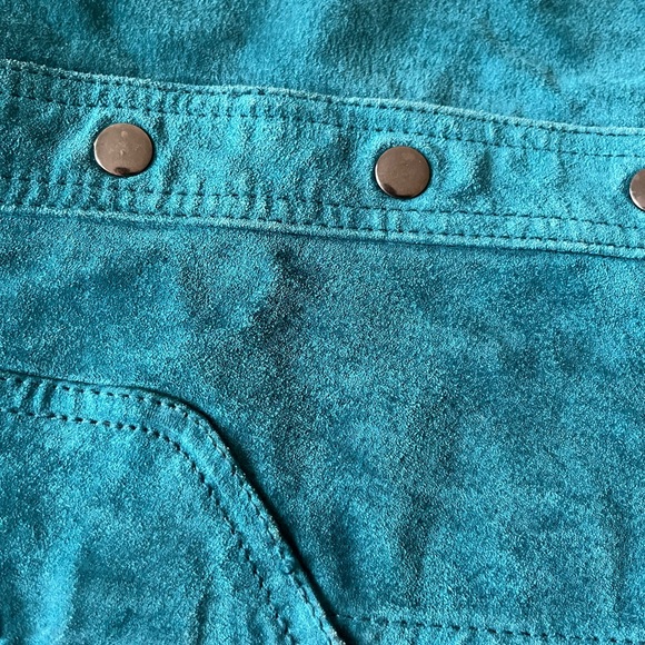 Blue 100% suede mini skirt - Picture 5 of 8
